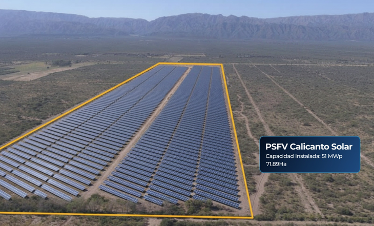 Imagen render de lo que será el parque solar Calicanto en San Luis del Grupo AISA.