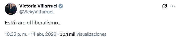 Otro de los mensajes de Villarruel contra la gestión de Javier Milei. Otro de los mensajes de Villarruel contra la gestión de Javier Milei.