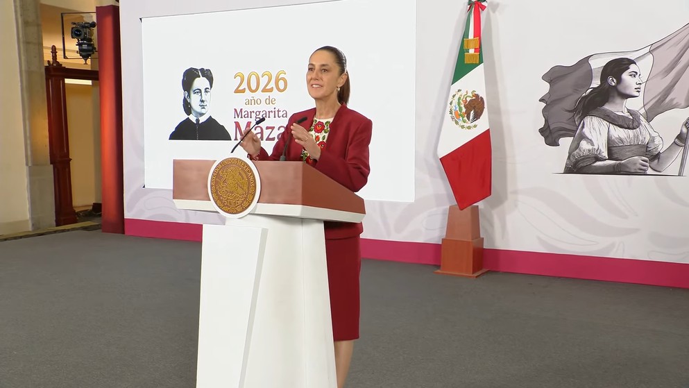 Claudia Sheinbaum en la Mañanera del Pueblo de este jueves.