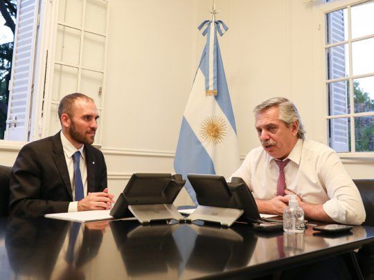 El presidente, Alberto Fernández y el ministro de Economía Martín Guzmán.&nbsp;