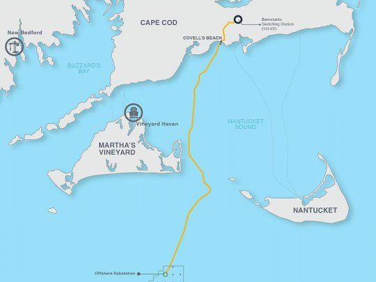Las turbinas se instalarán en dos islas frente a la costa de Massachusetts.