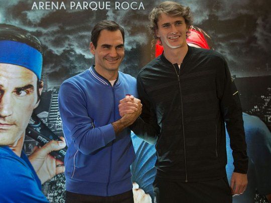 Federer y Zverev en la presentación.