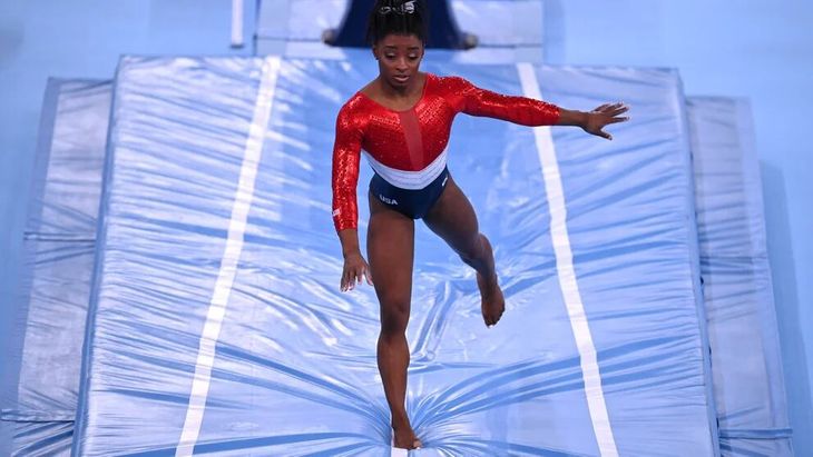 Biles, during a test at the Tokyo 2021 Olympic Games. Biles, during a test at the Tokyo 2021 Olympic Games.