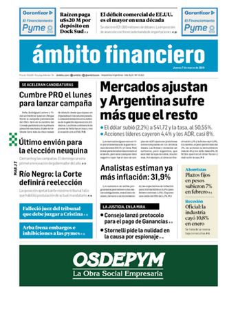 Tapa Edicion Impresa del 2019-03-07