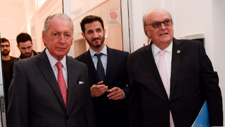 Funes de Rioja, con Mendiguren y Matías Tombolini en la reunión de Junta Directiva de esta semana.