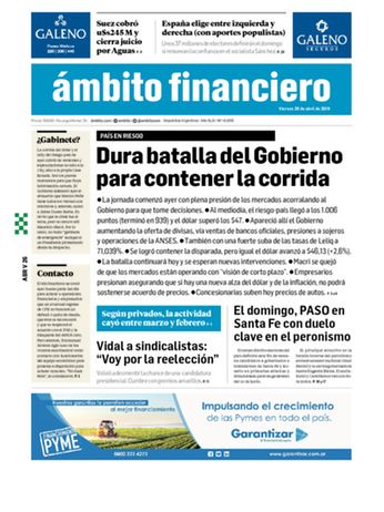 Tapa Edicion Impresa del 2019-04-26