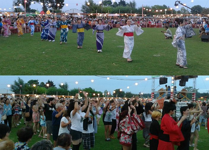 El Bon Odori alrededor de la torre.
