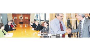 Héctor Timerman en su despacho con el enviado atómico Guy Samore, el día que le pidió que la Argentina estudiase venta de uranio a Irán. Fue al retirarse los otros presentes, entre ellos, Vilma Martínez y Elsa Kelly. En 2009 el emisario Guy Samore estuvo en Casa de Gobierno con Aníbal Fernández, Héctor Timerman y otros funcionarios. Ya negociaba el acuerdo con Irán y tanteaba apoyos en Buenos Aires.