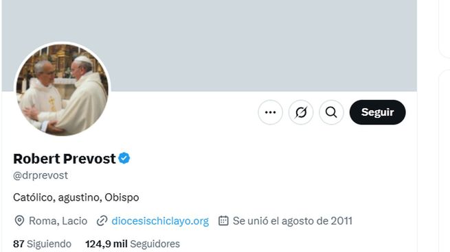 La cuenta de Twitter de Robert Prevost.