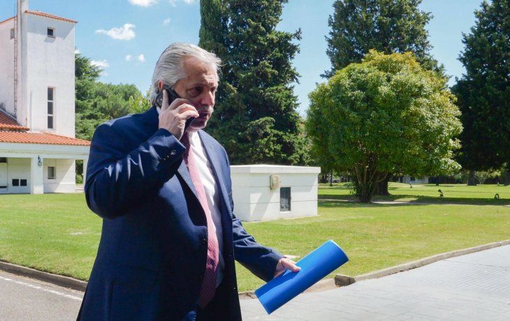 El presidente Alberto Fernández en la Quinta de Olivos.