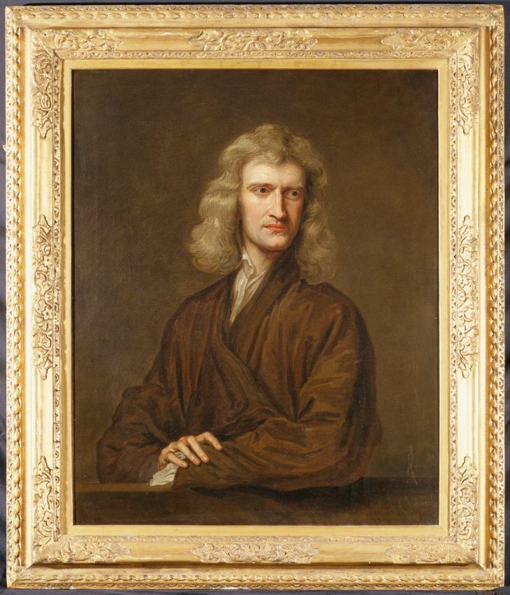 Sir Isaac Newton a los de 46 años. Retrato de Godfrey Kneller de 1689Es la pintura mas antigua y posiblemente la mas fiel del sabio. Sir Isaac Newton a los de 46 años. Retrato de Godfrey Kneller de 1689Es la pintura mas antigua y posiblemente la mas fiel del sabio.