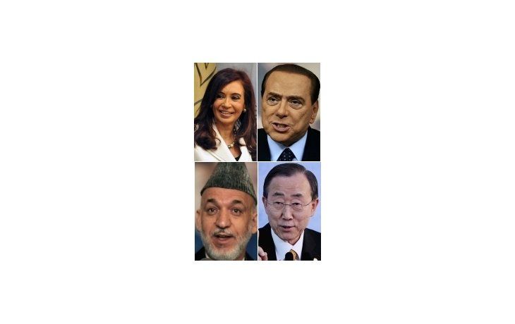 Cristina de Kirchner - Silvio Berlusconi - Hamid Karzai - Ban Ki-moon.