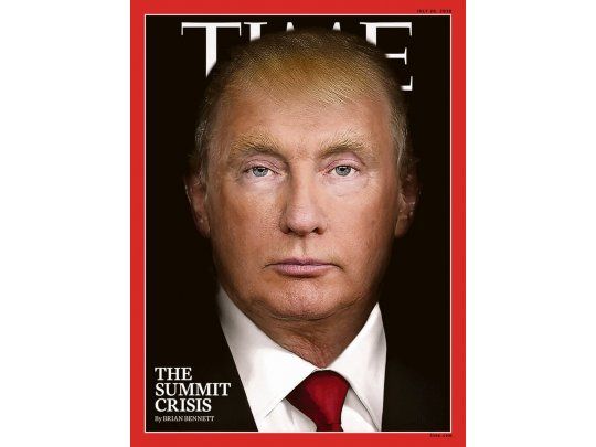 FUSIÓN. Time combinó en su portada los rostros de Putin y Trump.