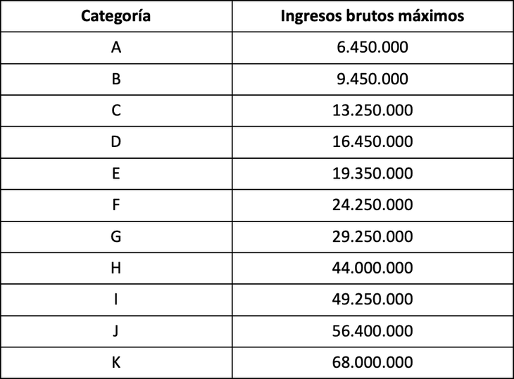 Las nuevas escalas que anunció la AFIP tras los cambios.