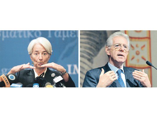 La titular del Fondo Monetario, la francesa Christine Lagarde, ya casi con el agua al cuello, prepara un blindaje para Italia si la tasa de las próximas colocaciones de deuda italiana siguen superando los niveles del 7%. El primer ministro italiano, Mario Monti, espera la señal que le dé aire para aplicar el plan de ajuste y de reformas.