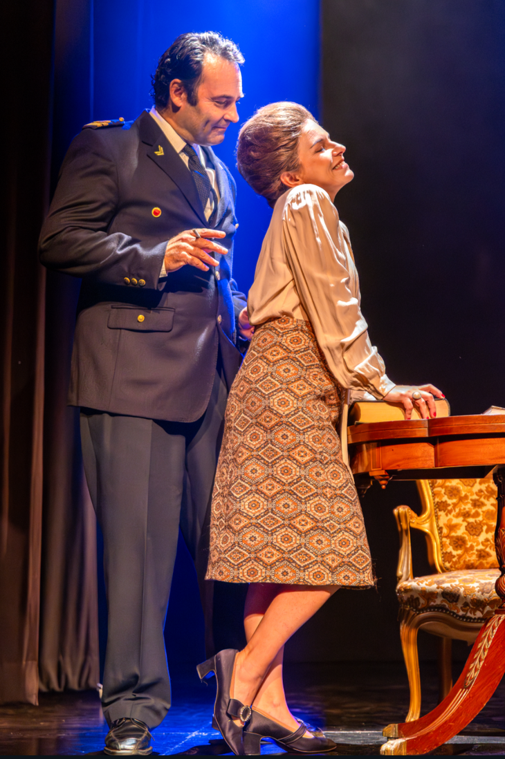 Rubén de la Torre como Massera y Florencia Galiñanes como Isabelita. 