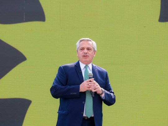 Alberto Fernández durante el acto en Tecnopólis