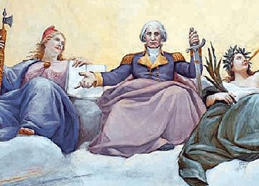 La apoteosis de Washington», de Constantino Brunidi, fresco que decora el techo de la rotonda del Capitolio.