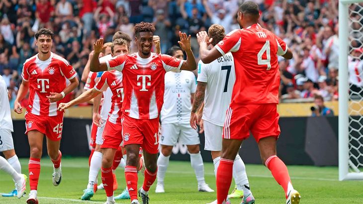 Los goles del conjunto bávaro los convirtieron Kingsley Coman por duplicado, a los 6’ y 21 minutos, Sacha Boey, a los 18’, Michael Olise con doblete, a los 20’ y 48’, y Thomas Müller, a los 45’, todos en el primer tiempo. Los goles del conjunto bávaro los convirtieron Kingsley Coman por duplicado, a los 6’ y 21 minutos, Sacha Boey, a los 18’, Michael Olise con doblete, a los 20’ y 48’, y Thomas Müller, a los 45’, todos en el primer tiempo.