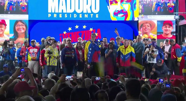 Maduro durante su discurso de victoria en Caracas.