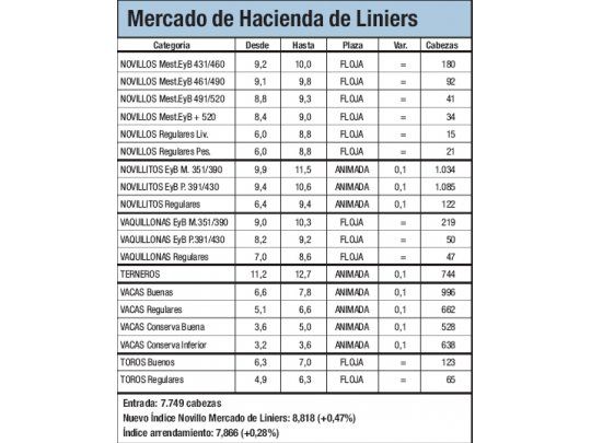 Los novillitos subieron 0,9% y los terneros 0,8%