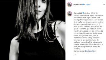Florencia Kirchner fue categórica: Me enfermaron