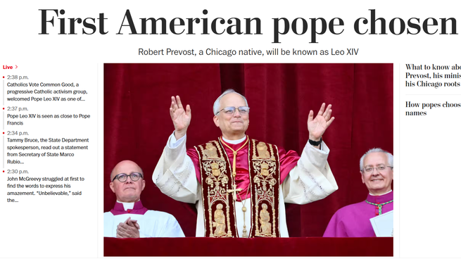 La noticia del nuevo papa León XIV es la principal noticia en todos los portales del mundo.