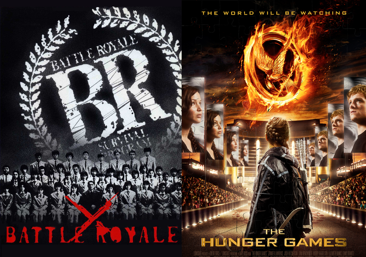 El poster de Battle Royale (2000) y Los Juegos del Hambre (2012). El poster de Battle Royale (2000) y Los Juegos del Hambre (2012).
