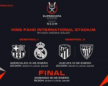 El afiche que promociona la Supercopap de España que se jugará en Arabia Saudita y por la que Amnistía Internacional le hizo el pedido a los clubes españoles.