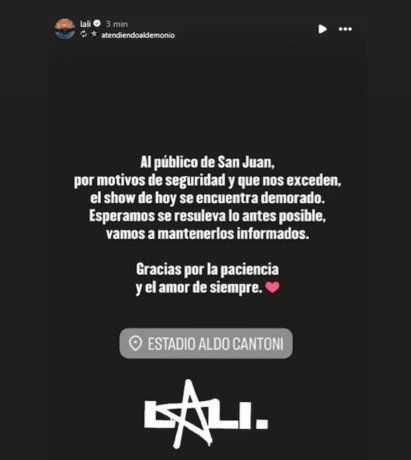 Lali Espósito made a show after delays for a bomb threat