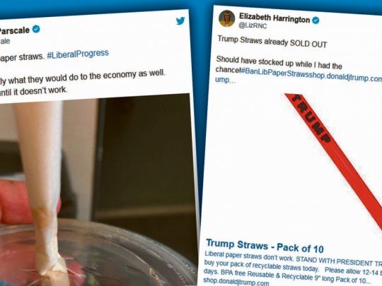 Twitter. El odio a las pajitas de papel multiplicado por la red&nbsp; y transformado en herramienta de campaña para Donald Trump.&nbsp;