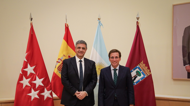 El jefe de Gobierno, Jorge Macri, y el alcalde de Madrid, José Luis Martínez-Almeida.