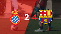 el derbi catalan fue para barcelona por 4 a 2, con doblete de robert lewandowski