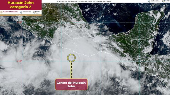 El centro de John se acerca a Guerrero y Oaxaca.
