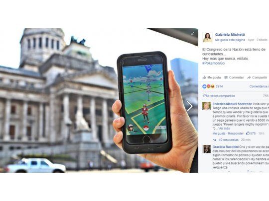 Insólito: Michetti convoca a jugar al Pokémon Go en el Congreso
