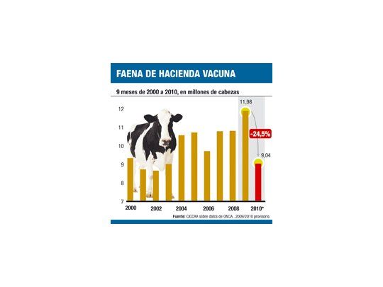 La producción de carne en depresión: cayó 21%