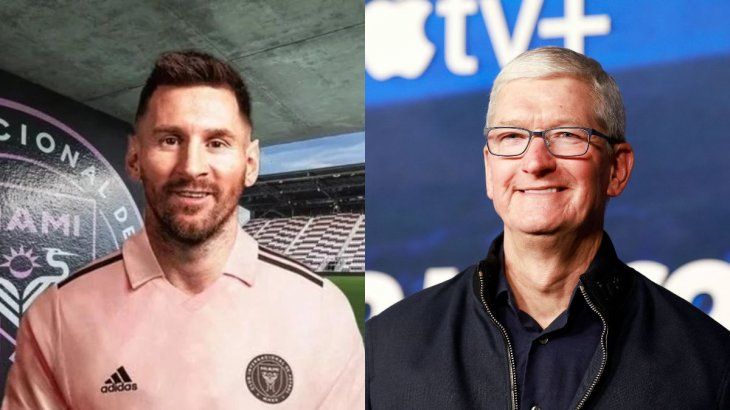 Lionel Messi y Tim Cook, CEO de Apple.