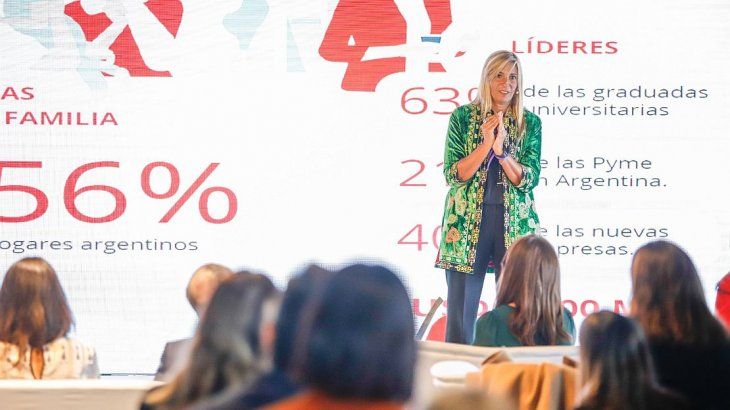 Silvia Tenazinha, gerente Comercial de Santander Argentina, durante el anuncio de la entrega de préstamos por más de $30 millones.