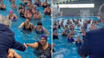 Alberto Fernández en una clase de aquagym&nbsp;