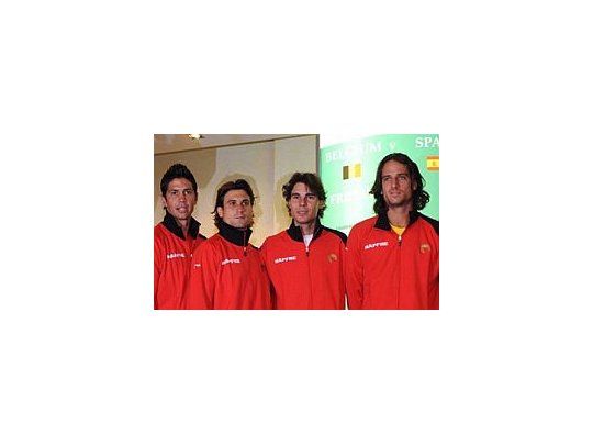 El equipo español: Verdasco, Ferrer, Nadal y Feliciano López.