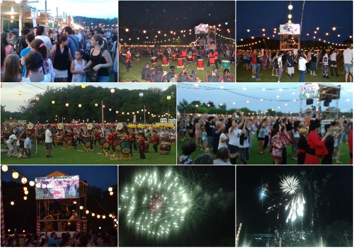 La noche da un marco especial al Bon Odori y su show de fuegos artificiales.