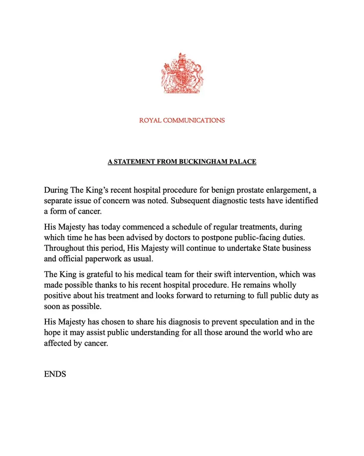 El comunicado oficial de la Familia Real tras los rumores de la enfermedad del actual monarca británico. El comunicado oficial de la Familia Real tras los rumores de la enfermedad del actual monarca británico.