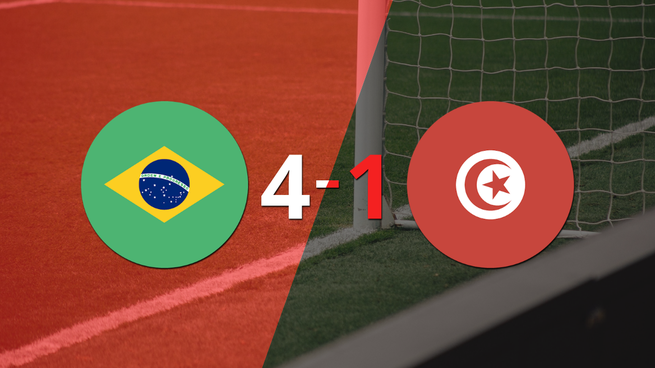 Brasil venció 4-1 a Túnez y clasificó a Cuartos de Final