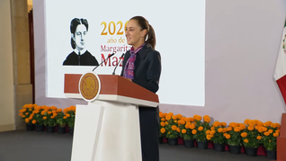 Claudia Sheinbaum en la Mañanera del Pueblo.