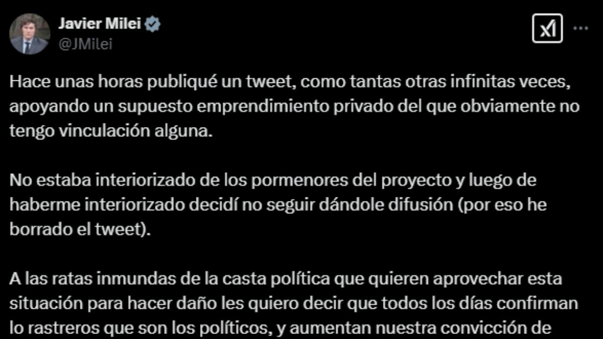 Javier Milei’s response after the crypto scandal: “I have no link”