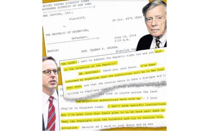 ámbito.com | En la transcripción oficial de la audiencia del miércoles pasado ante el juez Thomas Griesa, Carmine Boccuzzi, uno de los abogados que representan al país en el juicio contra los fondos buitre, le planteó al magistrado que el Gobierno enviaría una misión