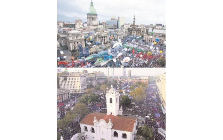 Cruce de plazas: este año el kirchnerismo se reunió en la de Congreso para el último mensaje de Cristina de Kirchner ante la Asamblea Legislativa. Esta vez  se reunirá allí Cambiemos y Cristina tendrá plaza mañana.