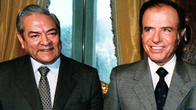 El ministro de Economía Erman González y el presidente Carlos menem.