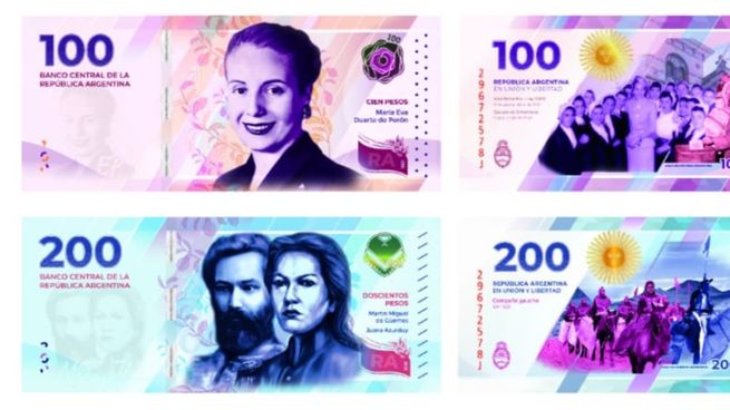 Los nuevos billetes presentados días atrás por el presidente Alberto Fernández. 