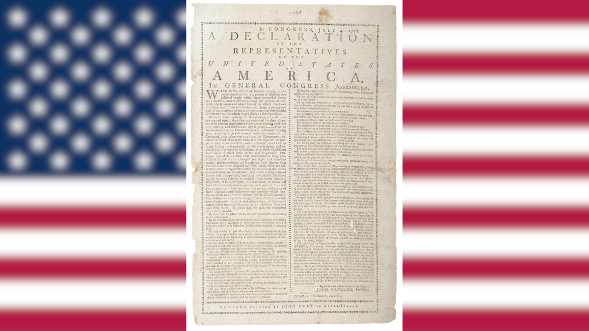 One of the first copies of the US Declaration of Independence will be auctioned